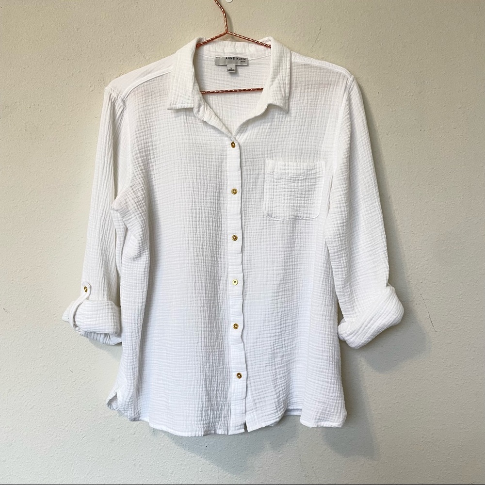 Anne Klein Button up shirt, White, L